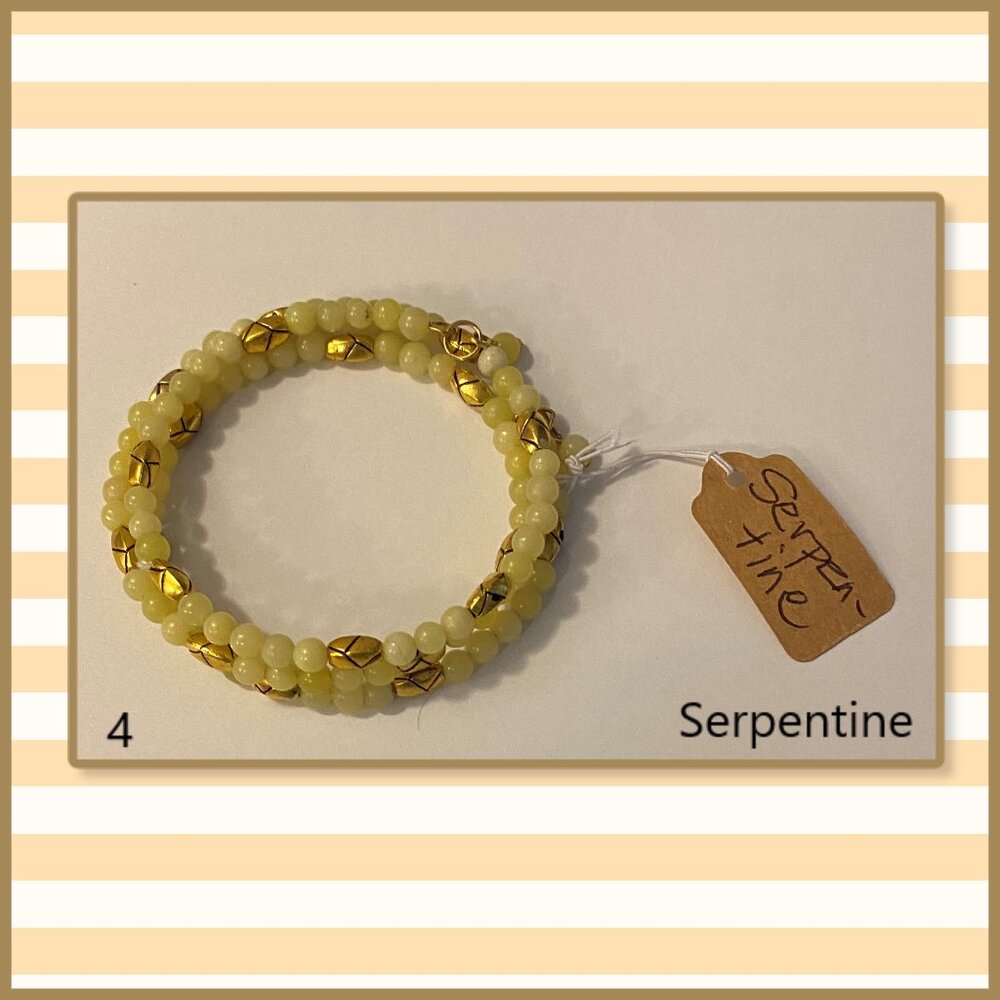 NEW #4 Genuine Amazonite/Serpentine memory wire wrap bracelet
